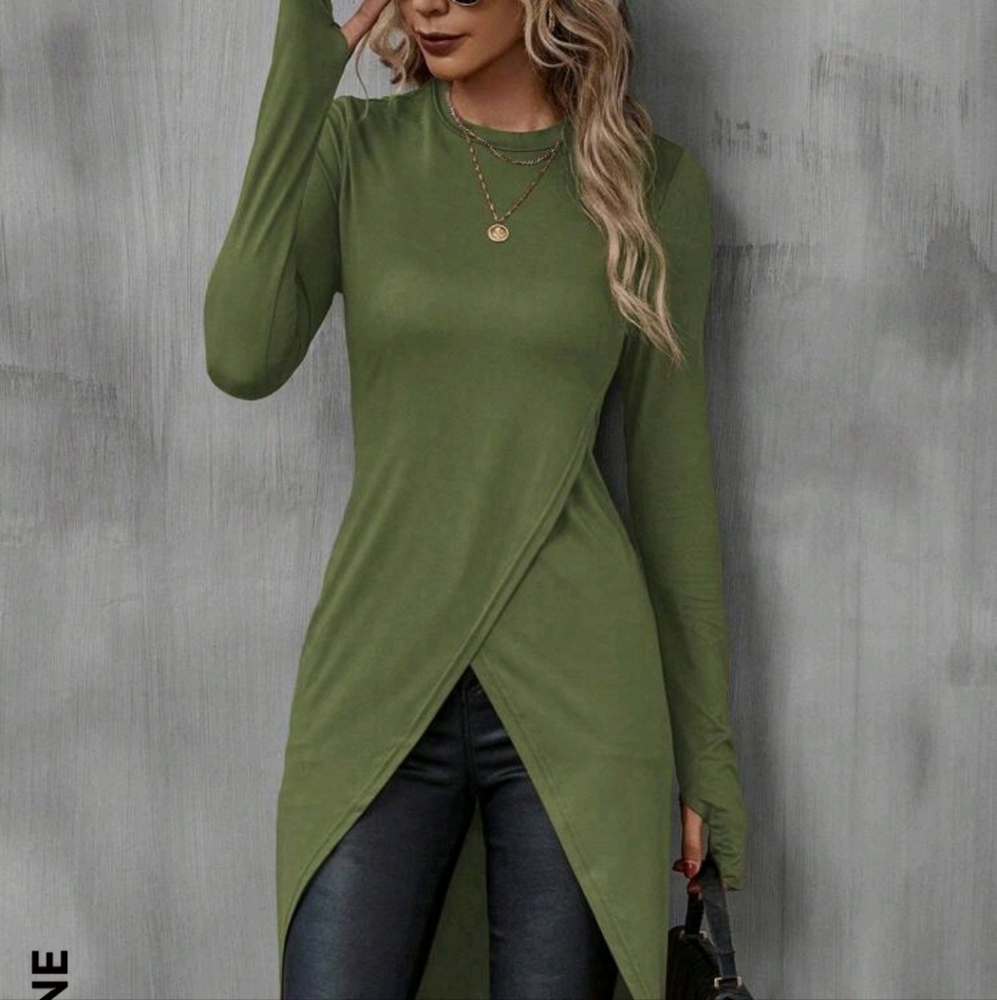 Shein long dark olive tunic
